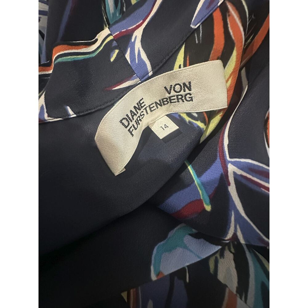 Diane von Furstenberg Silk Blend Sanorah Butterfly Blouse LS DVF Shirt Size 14 - Picture 13 of 16